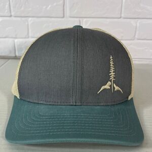Larix Trucker Hat Mens OSFM‎ Grey Teal Snapback Mesh Cap